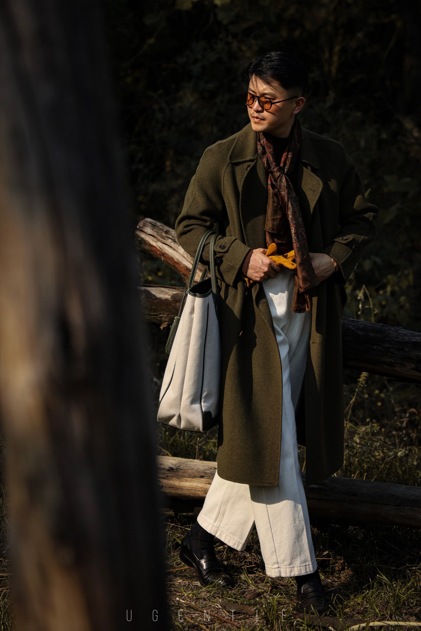 「Cedar Green」Balmacon Coat with Raglan sleeve