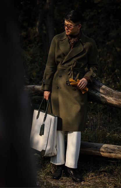 「Cedar Green」Balmacon Coat with Raglan sleeve