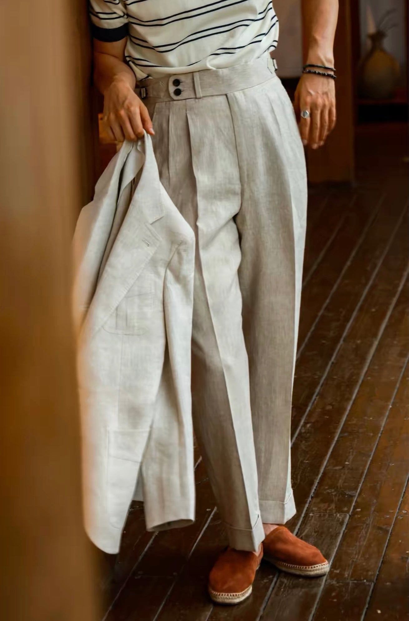 「Flying Sand and Stone」linen Suit trousers