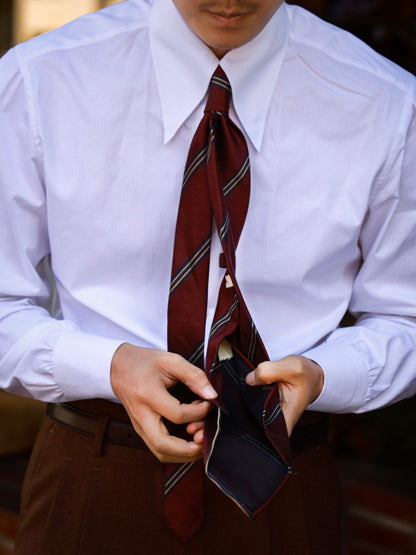 "Burger red stripes" tie 3 fold tie 