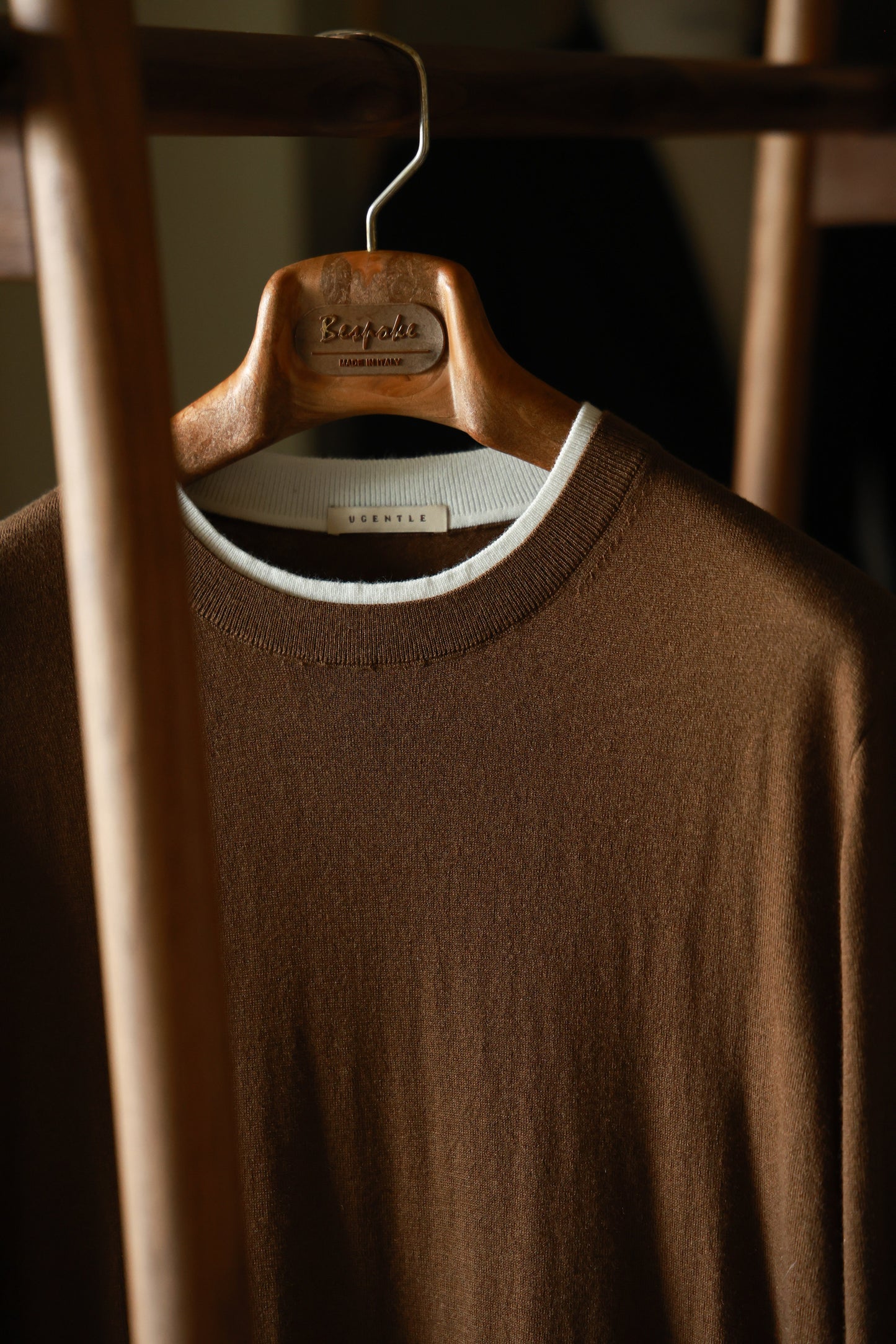 "Caramel Latte" round neck fake two-piece sweater 