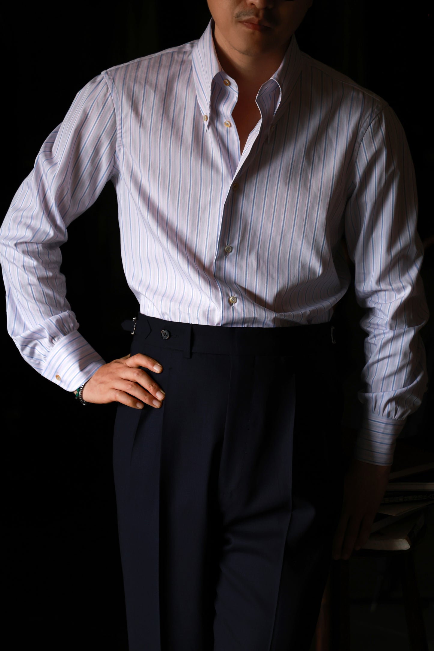 「Painted Stripes」Don-Style Spread Collar Shirt