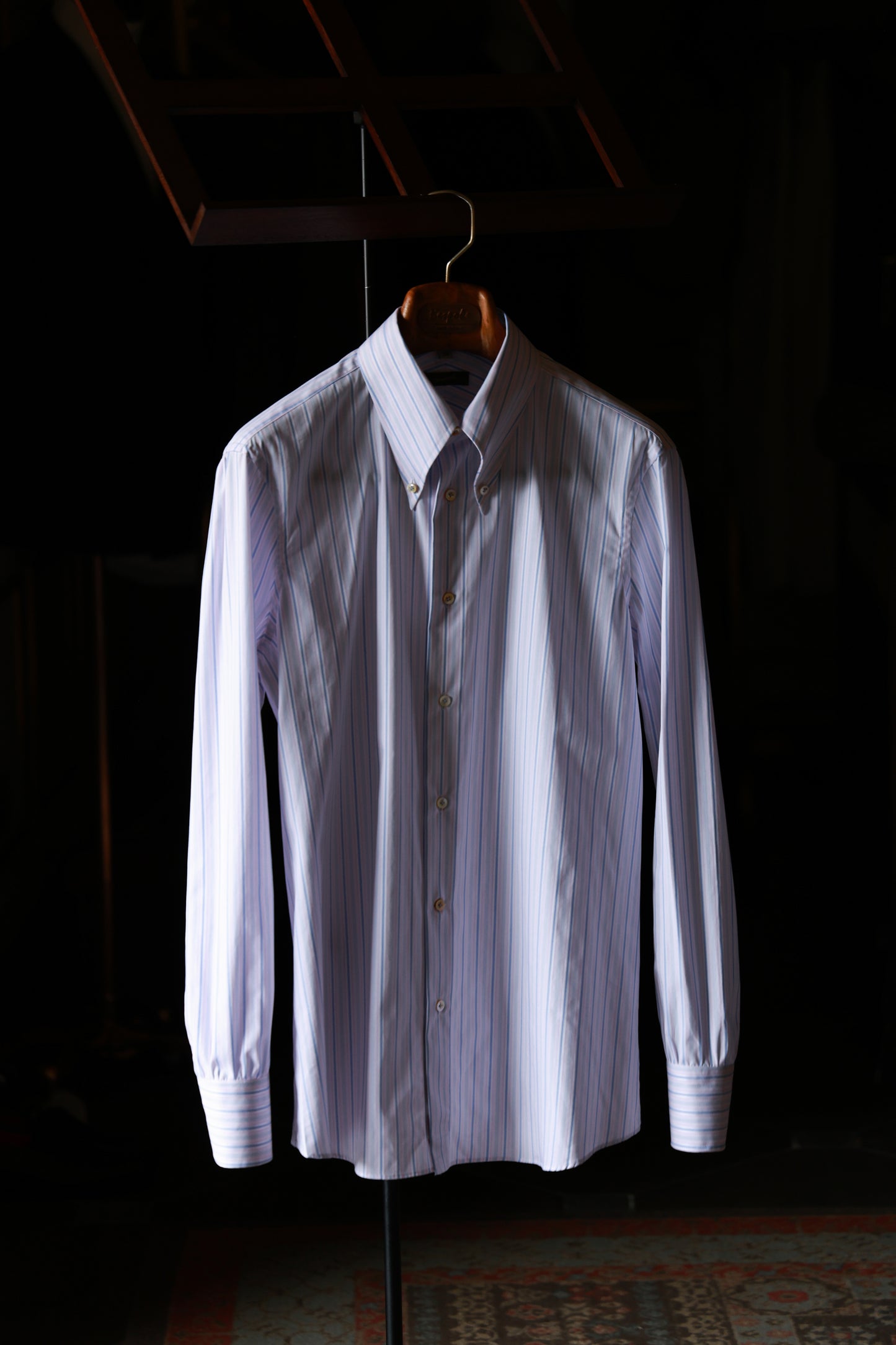 「Painted Stripes」Don-Style Spread Collar Shirt