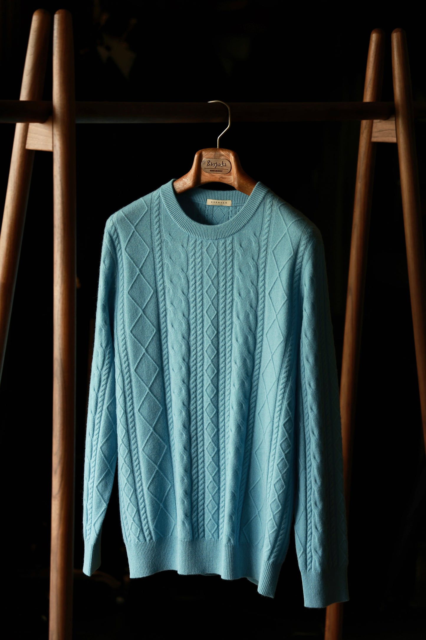 "Nordic Blue Cable Knit" Crew Neck Sweater 