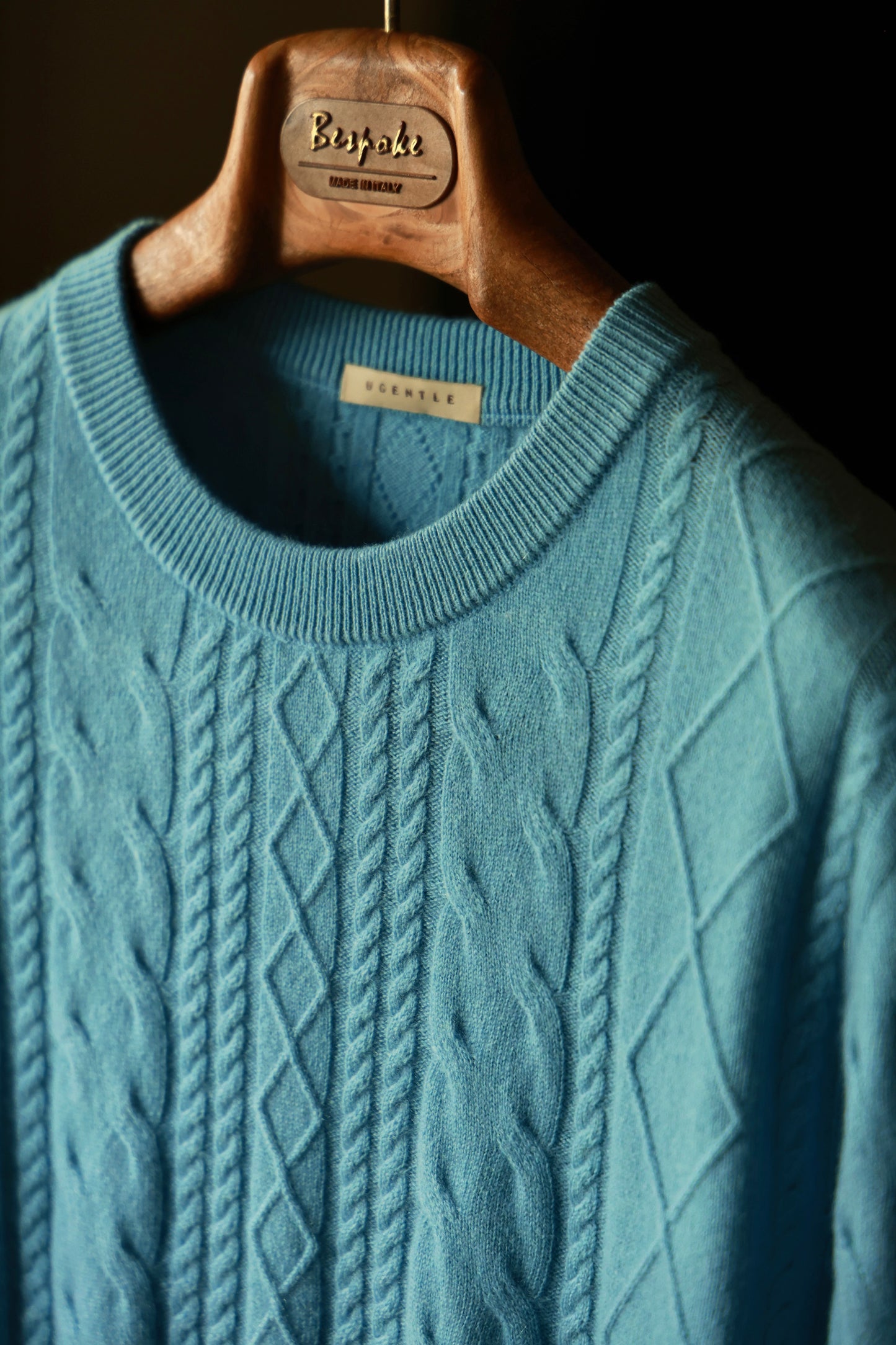 "Nordic Blue Cable Knit" Crew Neck Sweater 