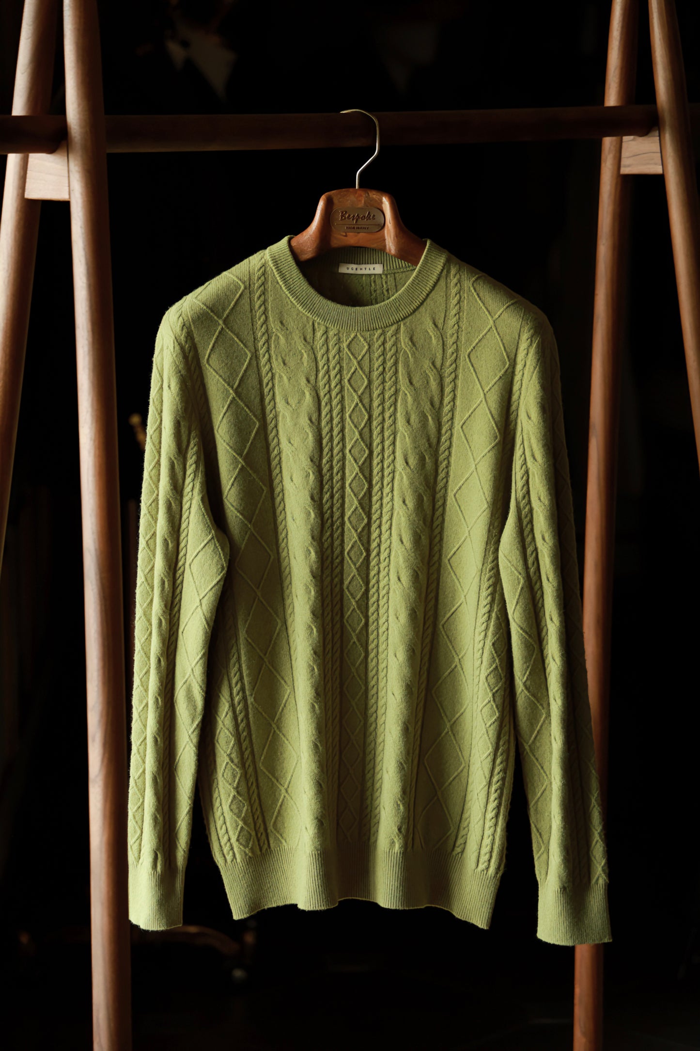 "Makino Green Cable" Crew Neck Sweater 