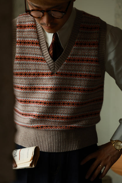 Fair Isle V-neck sweater vest 