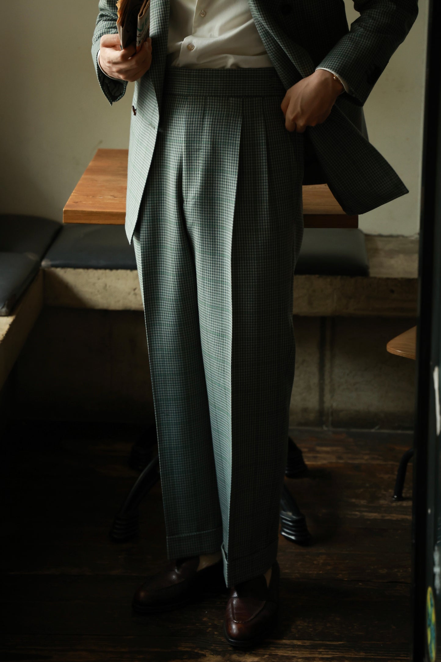 "Cedar Green Check" Suit Trousers 