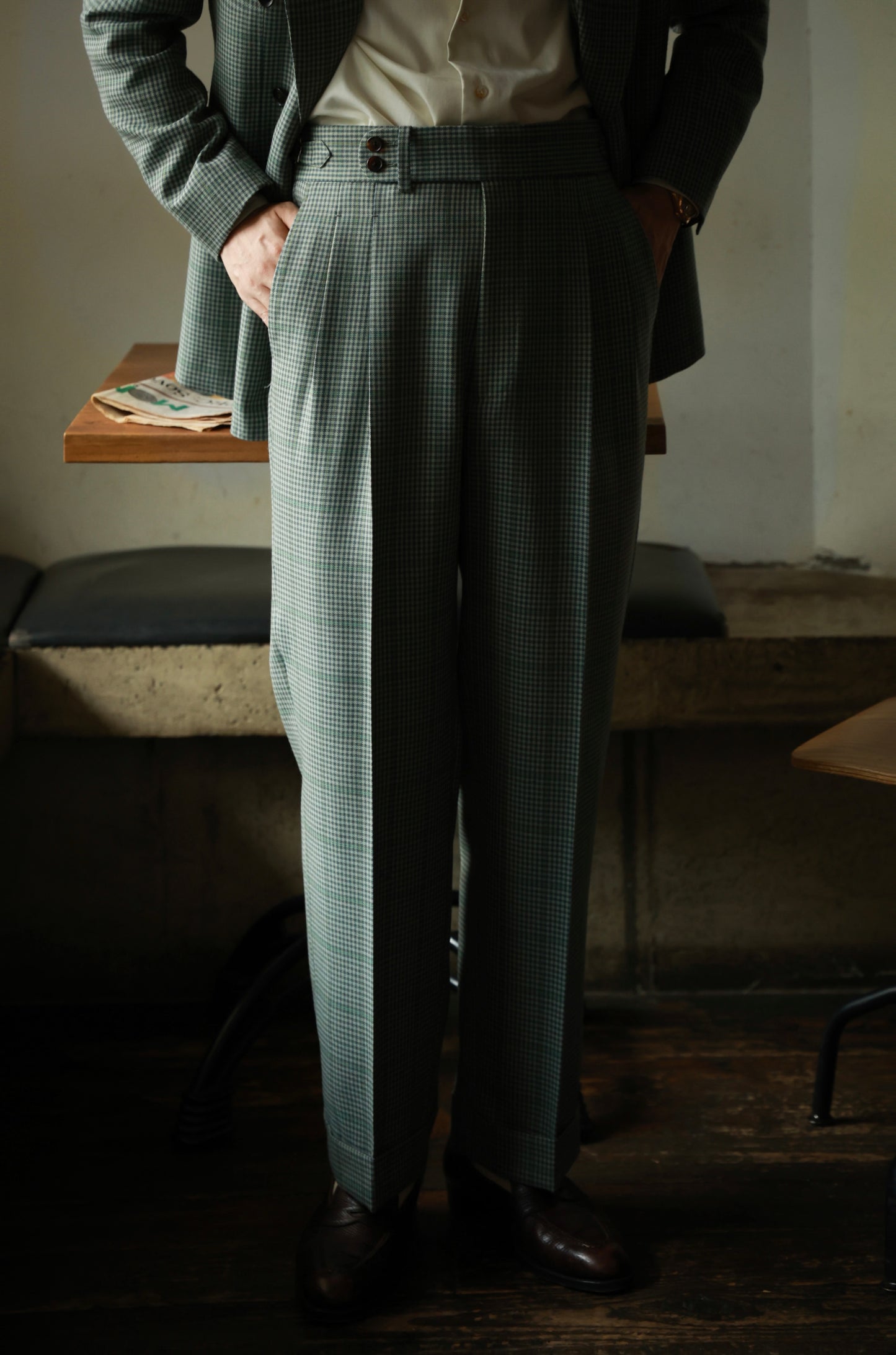 "Cedar Green Check" Suit Trousers 