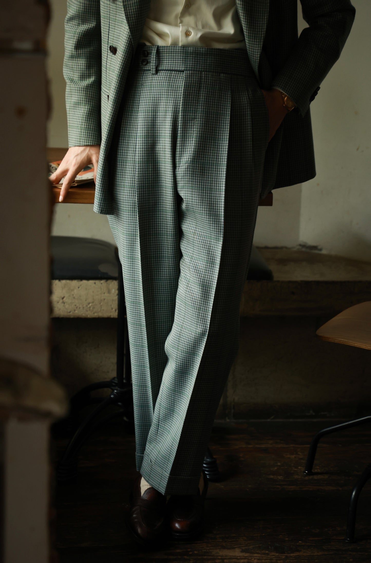 "Cedar Green Check" Suit Trousers 