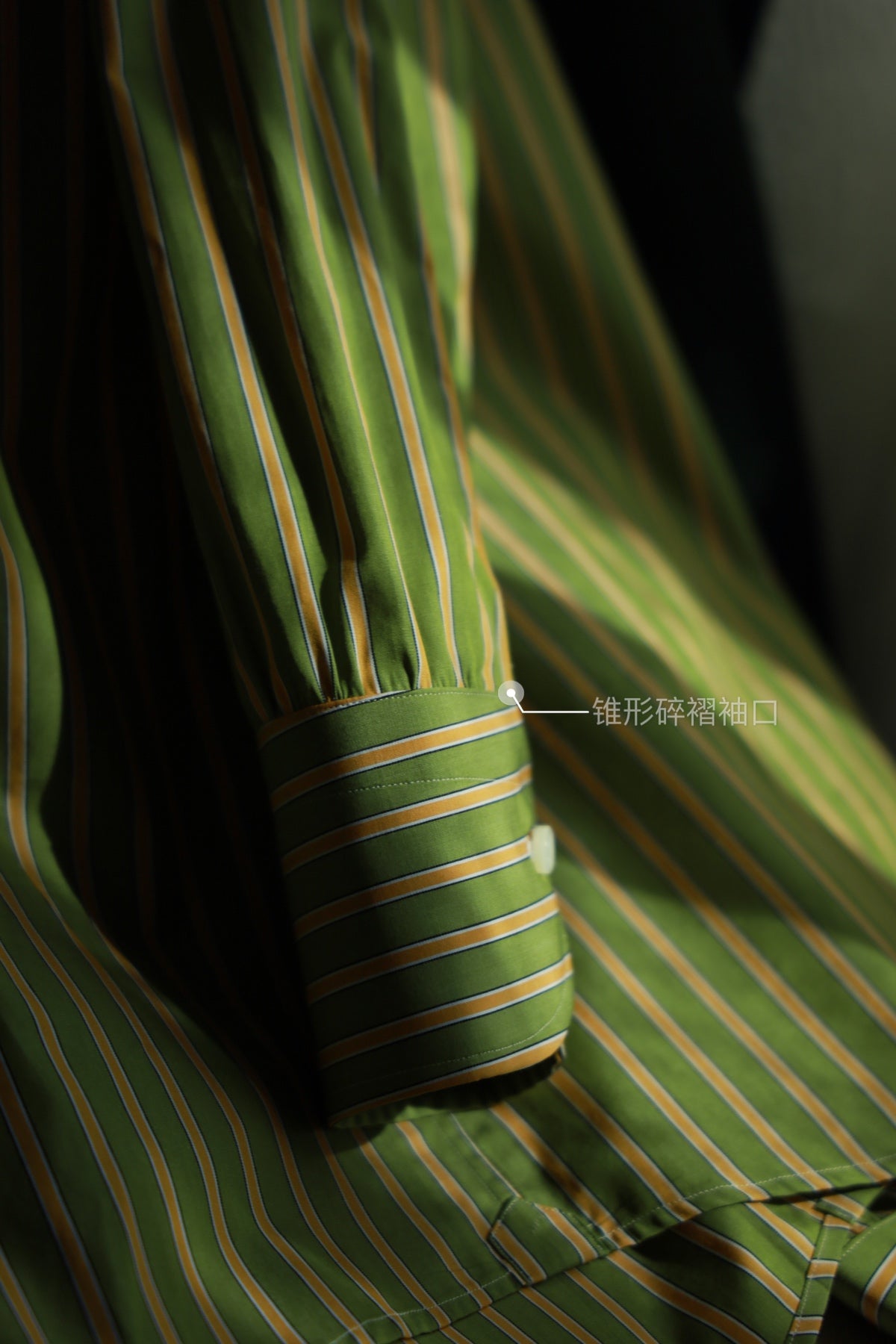 Handcrafted Spread Collar Shirt — Plum Green & Orange Stripes