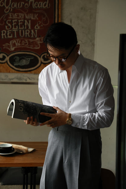 「Mist white」One-piece Collar Shirt