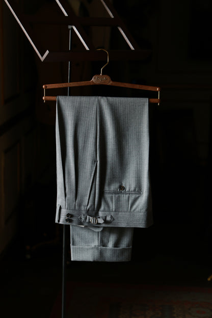 "Smoky Grey Herringbone Pattern" Trousers 