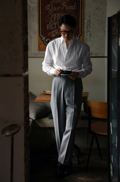 "Smoky Grey Herringbone Pattern" Trousers 