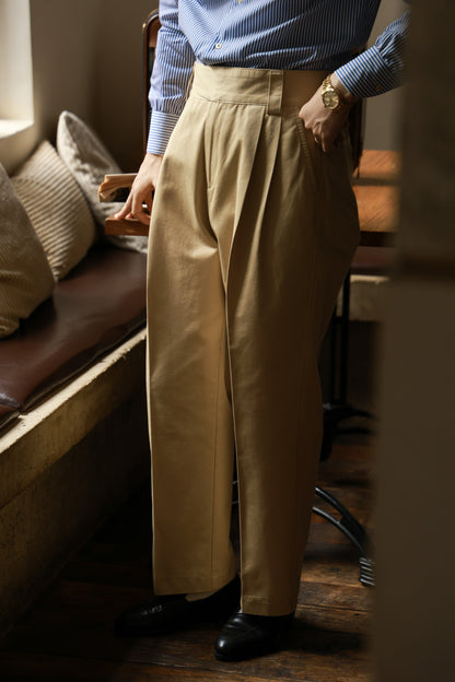 "Wheat Stack Yellow" Gurkha high waist wide leg casual pants 