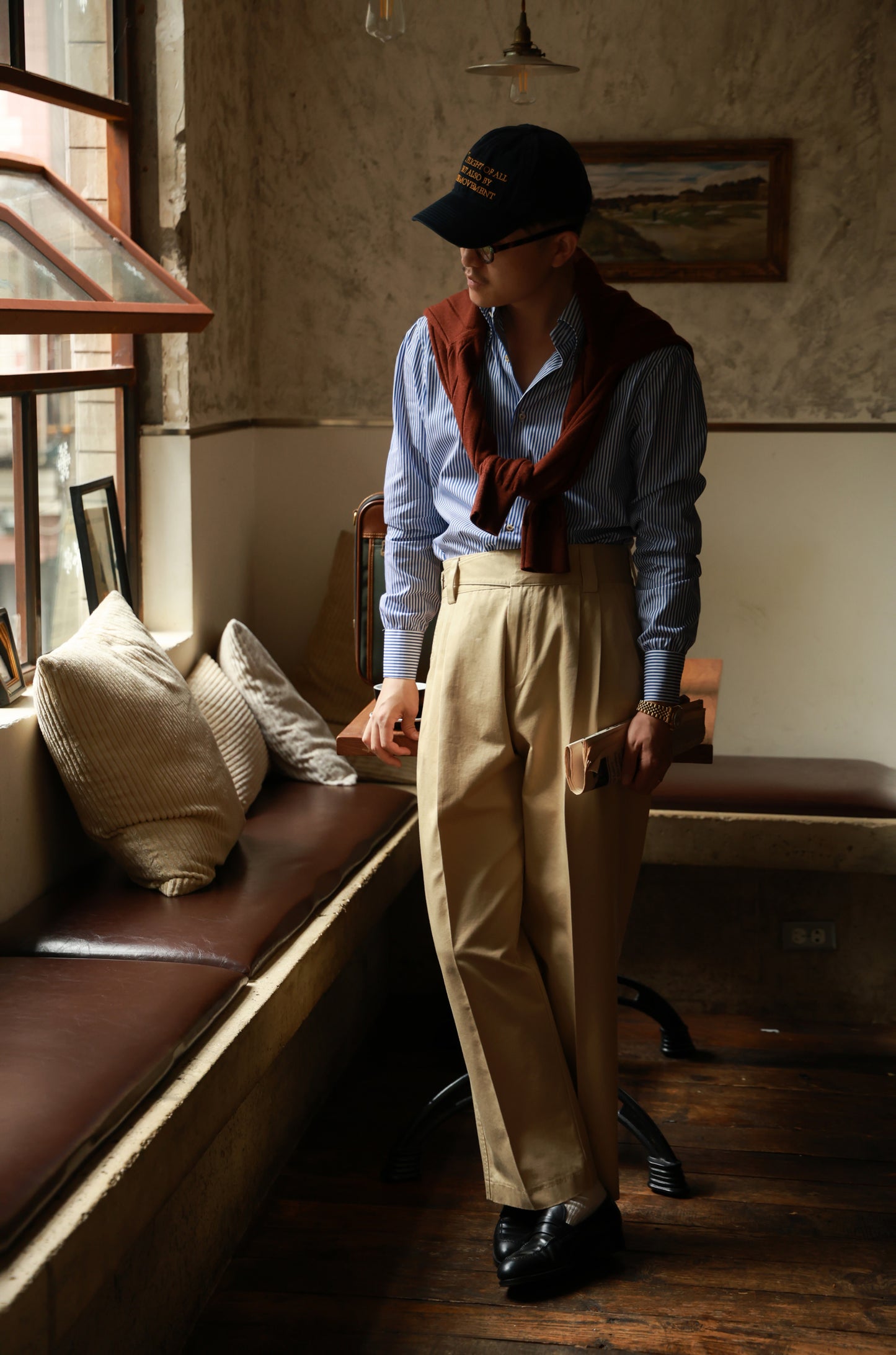 "Wheat Stack Yellow" Gurkha high waist wide leg casual pants 