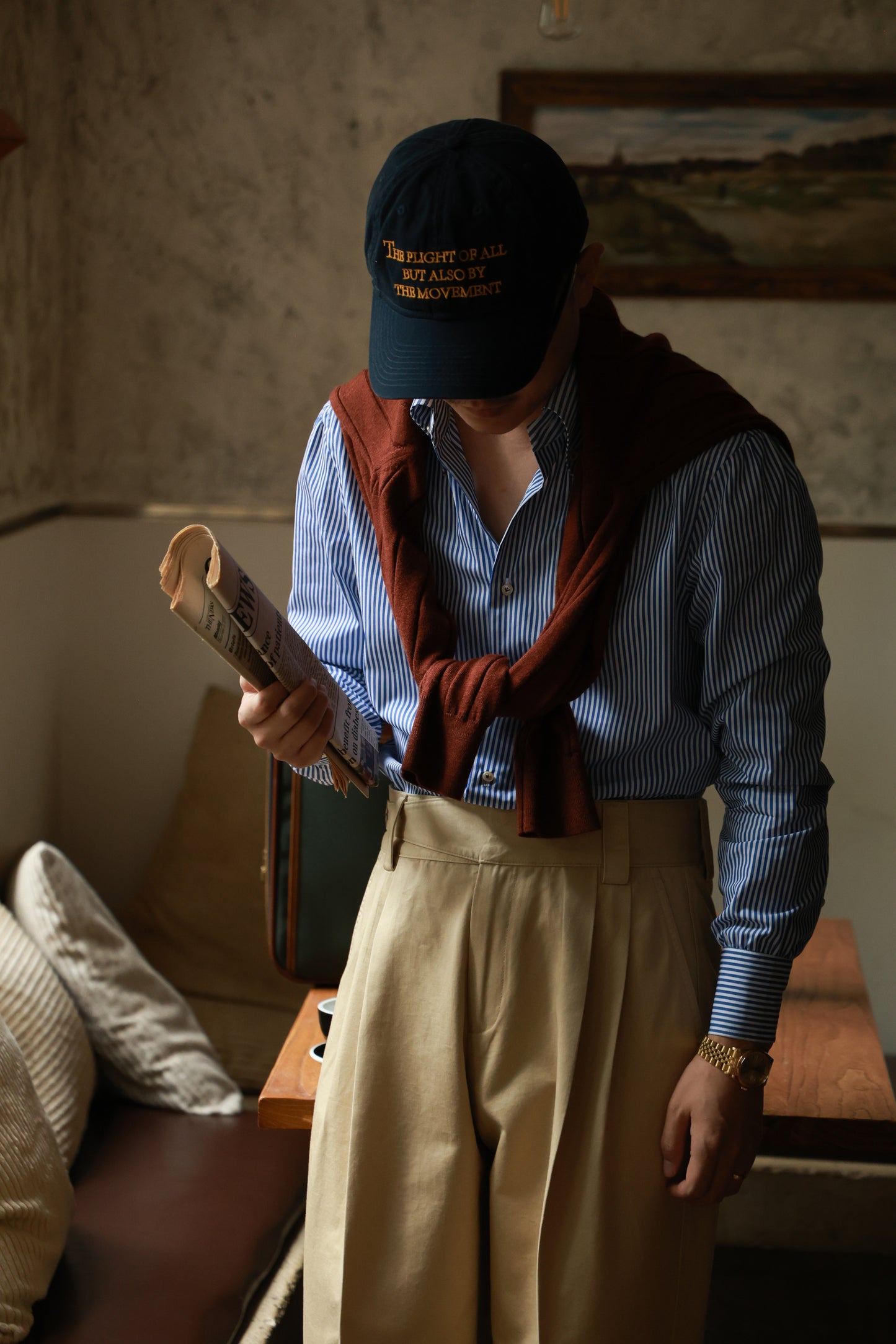 Button Down Collar Shirt — Blue Pencil Stripe