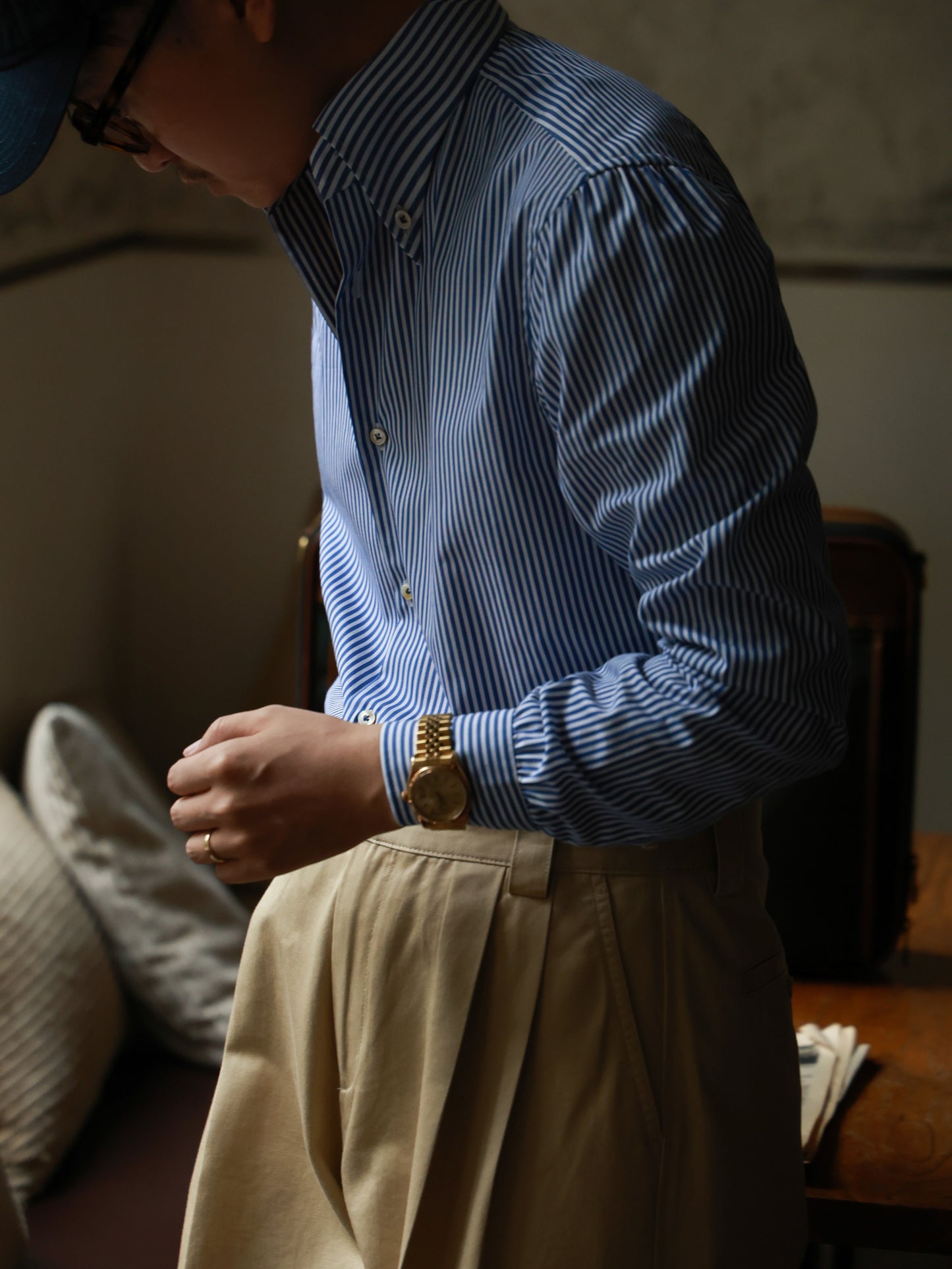 Button Down Collar Shirt — Blue Pencil Stripe