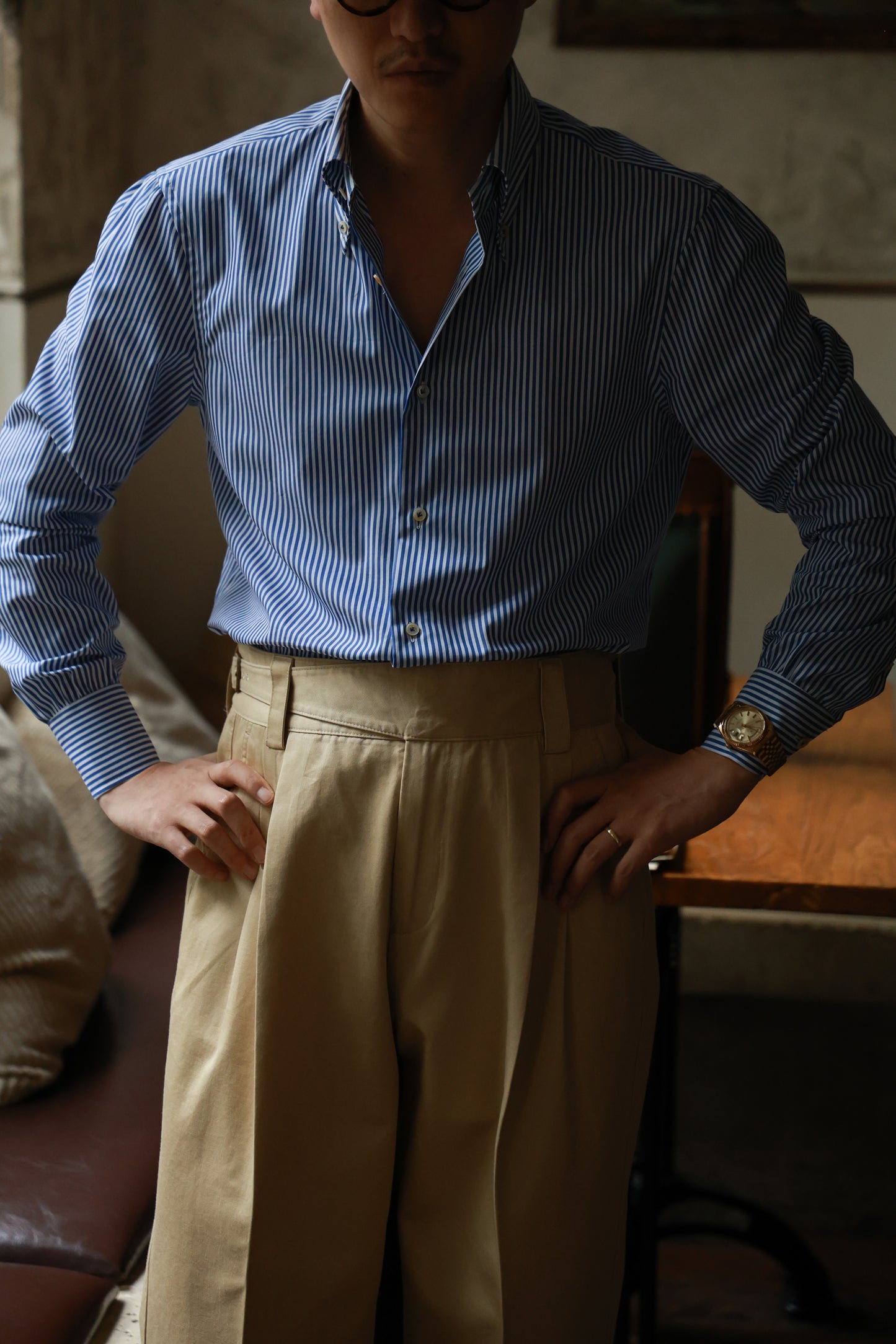 Button Down Collar Shirt — Blue Pencil Stripe