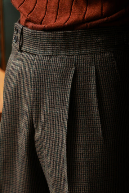 Tobacco check tweed trousers 