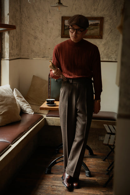 Tobacco check tweed trousers 