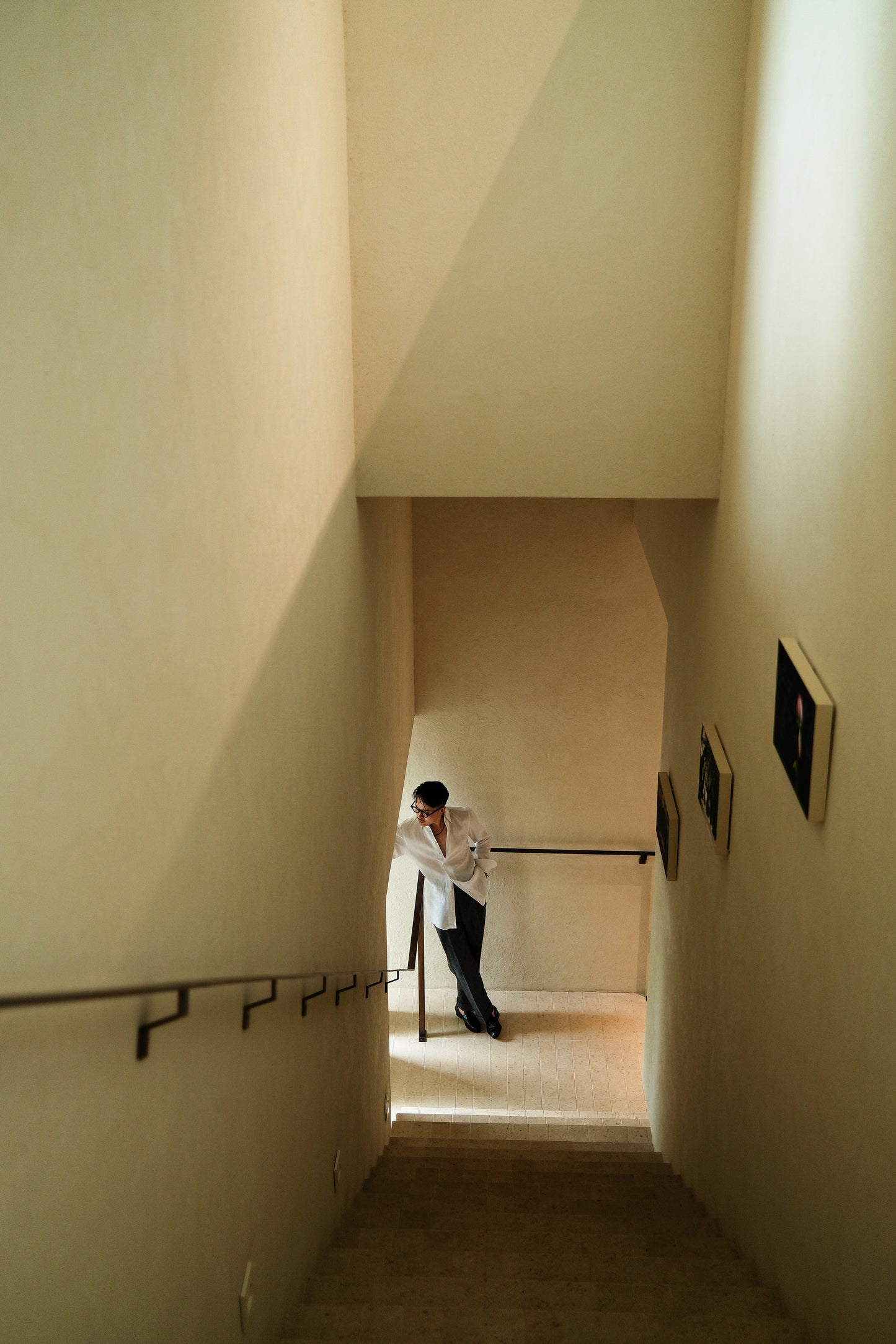 One-piece Collar Linen Shirt — Light Grey