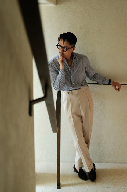 CANCLINI One-piece Collar Shirt — Blue Pencil Stripe