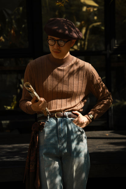 "Autumn Nuts" Half Turtleneck Sweater 