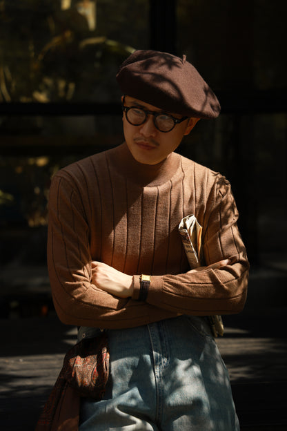 "Autumn Nuts" Half Turtleneck Sweater 