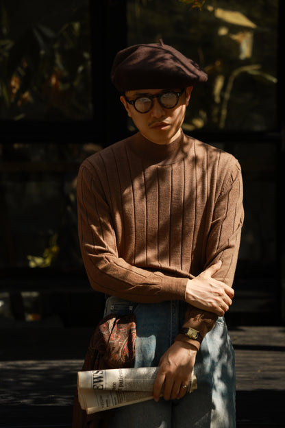 "Autumn Nuts" Half Turtleneck Sweater 