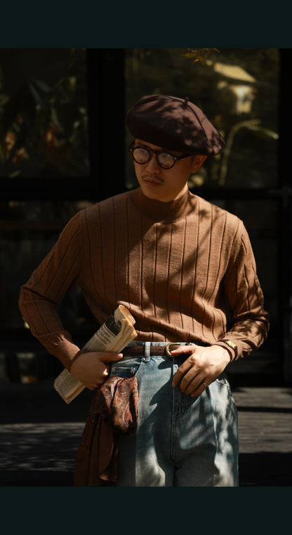 "Autumn Nuts" Half Turtleneck Sweater 