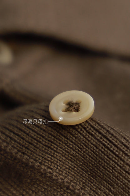 「Brown Green」Polo collar Sweater