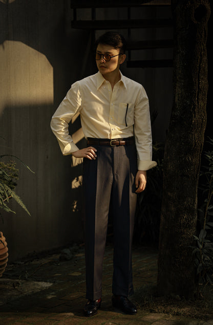 「Autumn Chrysanthemum Yellow」Hidden Button Collar Shirt