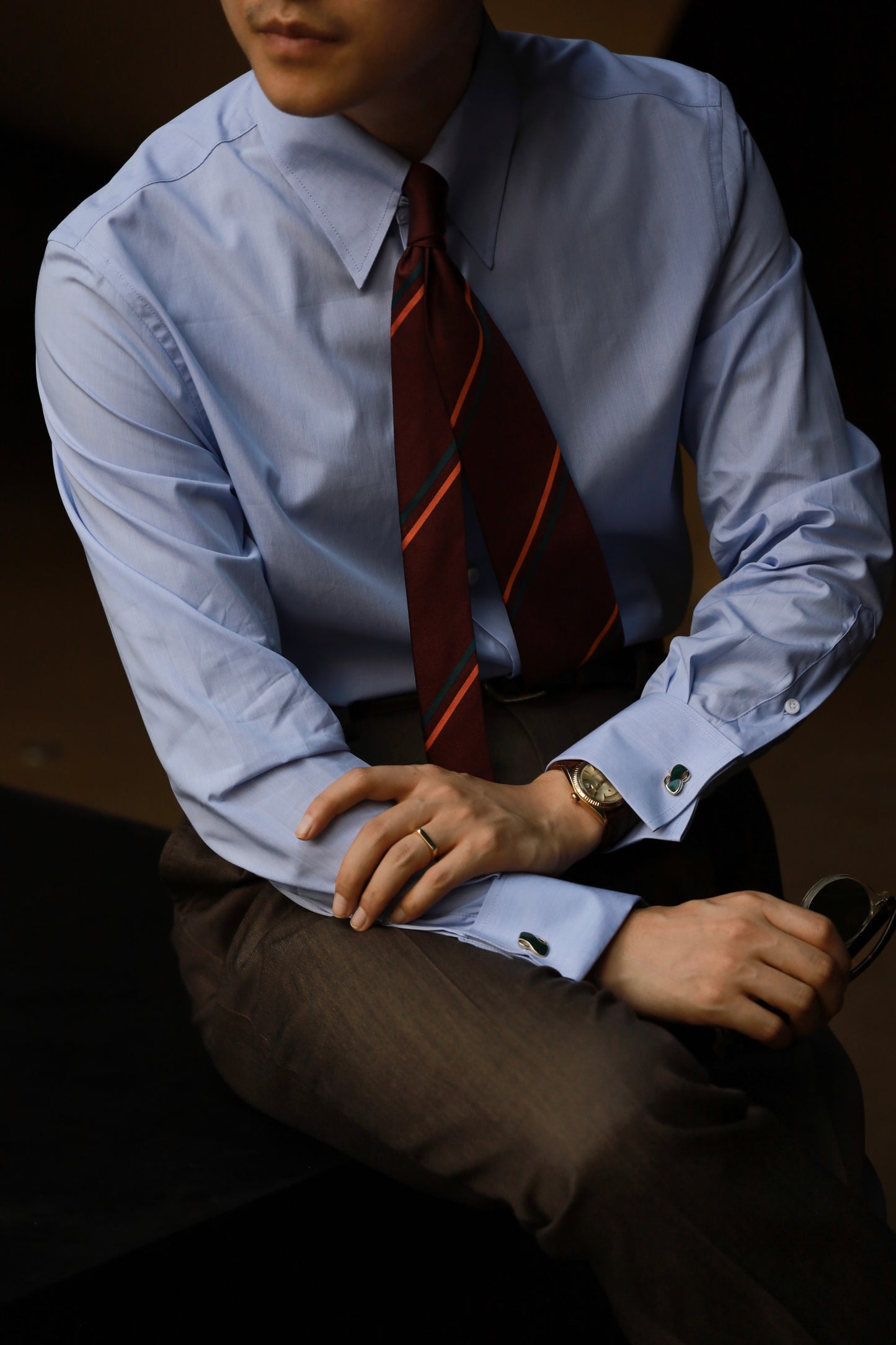 「Ocean Blue」Snap-tab Collar Shirt