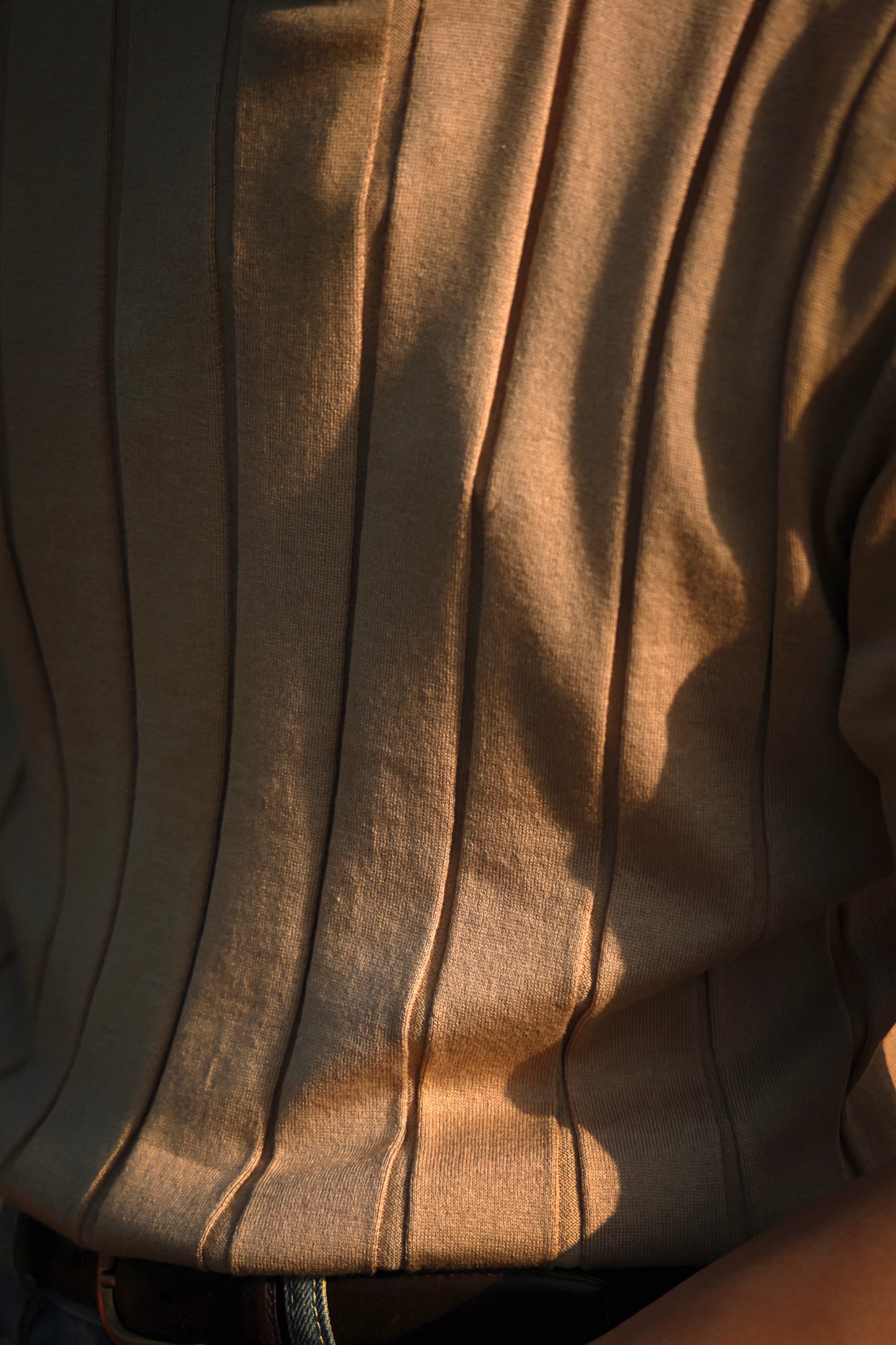Cotton-Lyocell Blend Ribbed Unisex Knit Short-Sleeve T-Shirt — Oat Latte