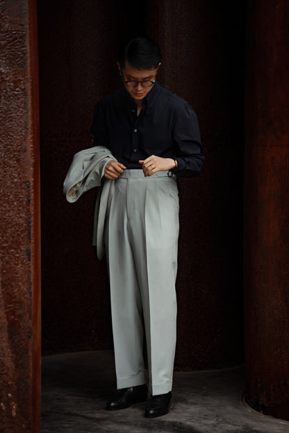 「Twilight Black」Don-Style Spread Collar Shirt