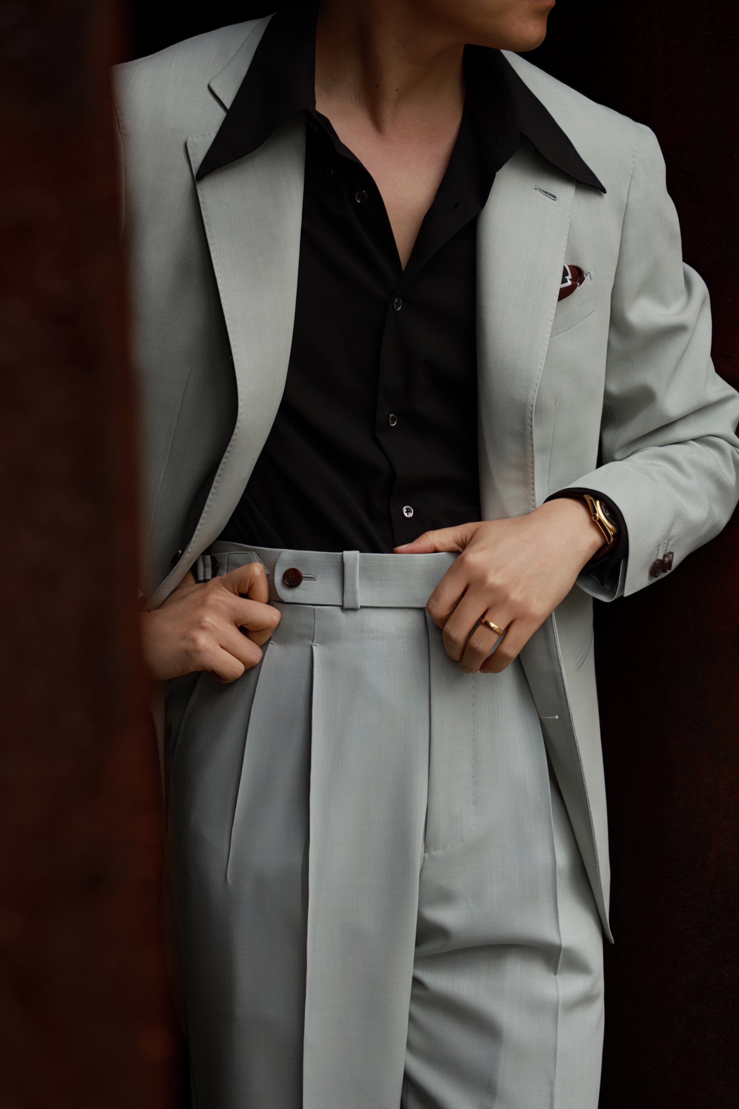 「Twilight Black」Don-Style Spread Collar Shirt