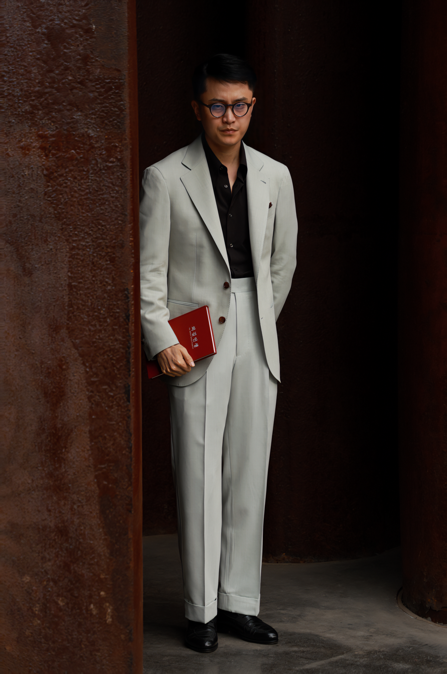 「Twilight Black」Don-Style Spread Collar Shirt