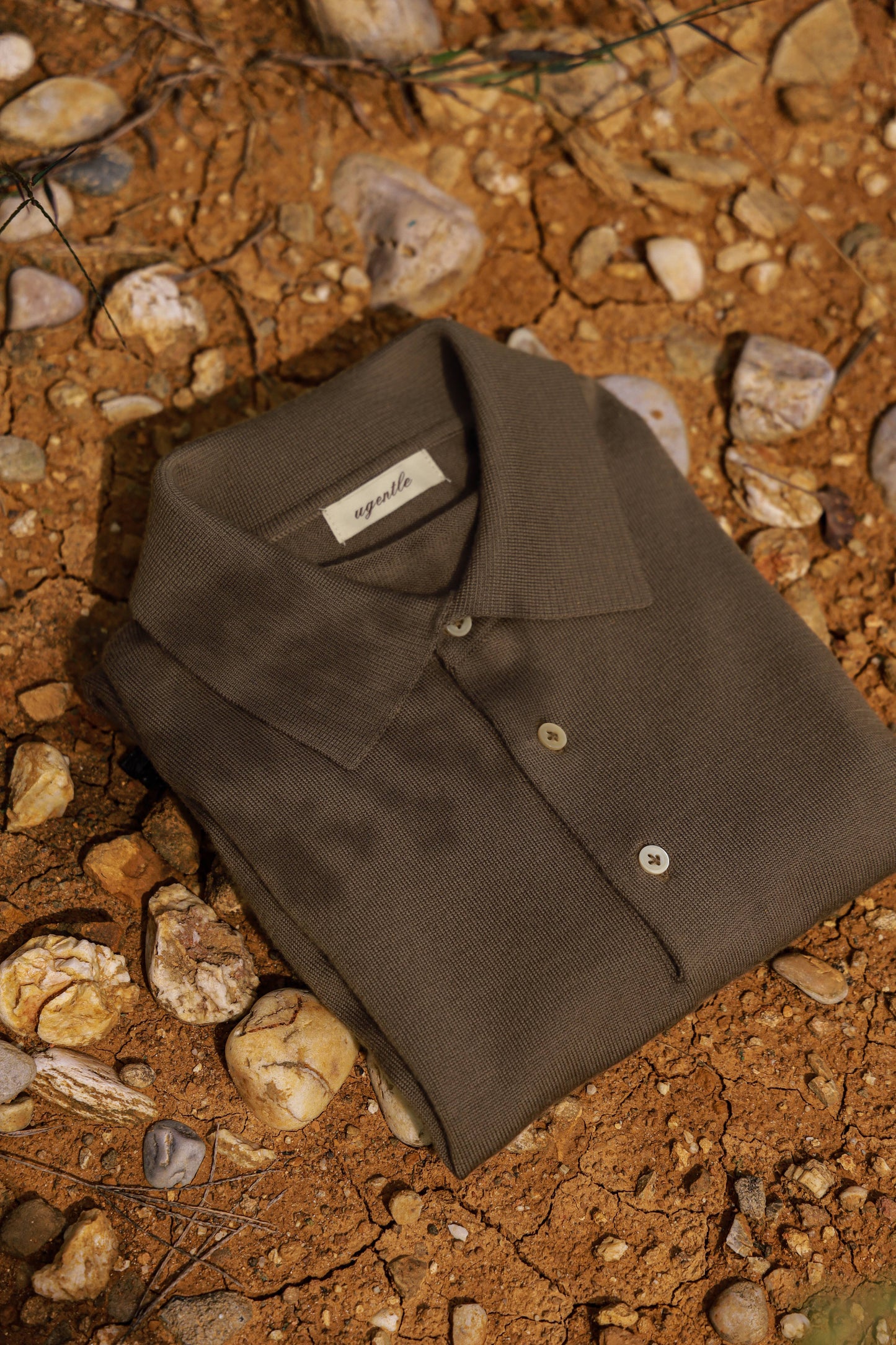 「Brown Green」Polo collar Sweater