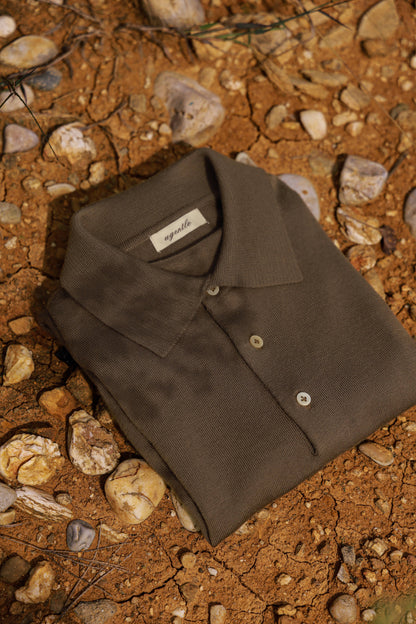 「Brown Green」Polo collar Sweater