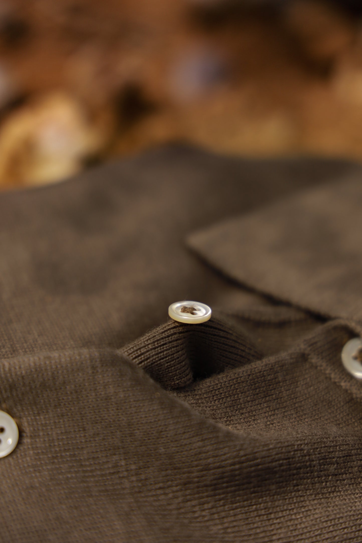 「Brown Green」Polo collar Sweater