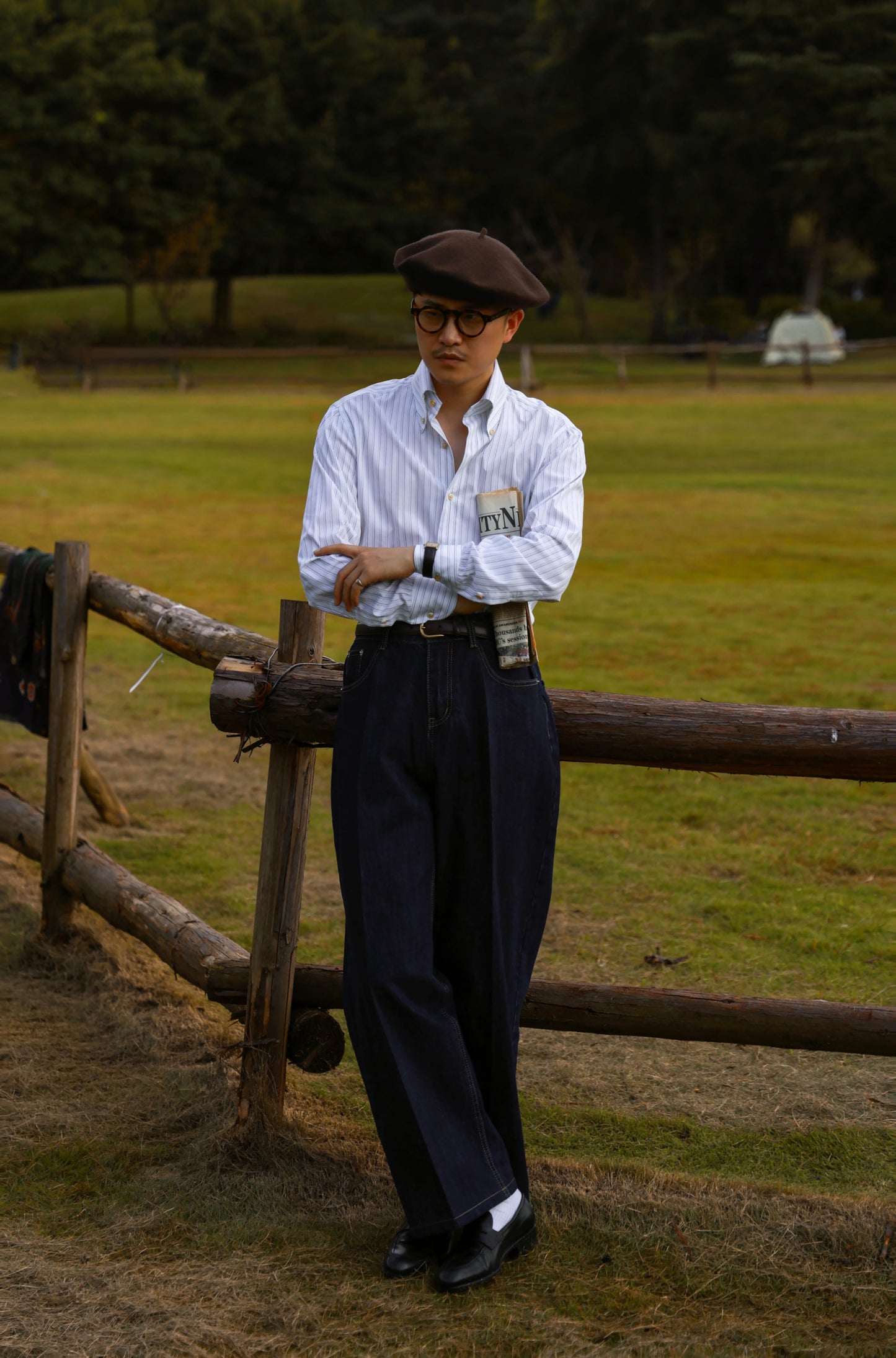 "Bristol Blue Stripe" Button-down collar handmade seven-step shirt 