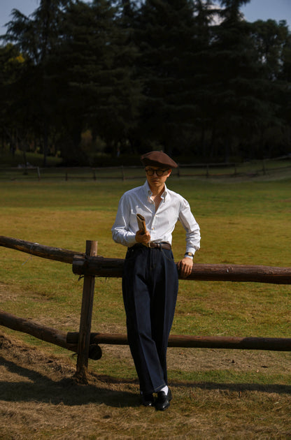 "Bristol Blue Stripe" Button-down collar handmade seven-step shirt 