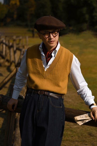 "Bristol Blue Stripe" Button-down collar handmade seven-step shirt 