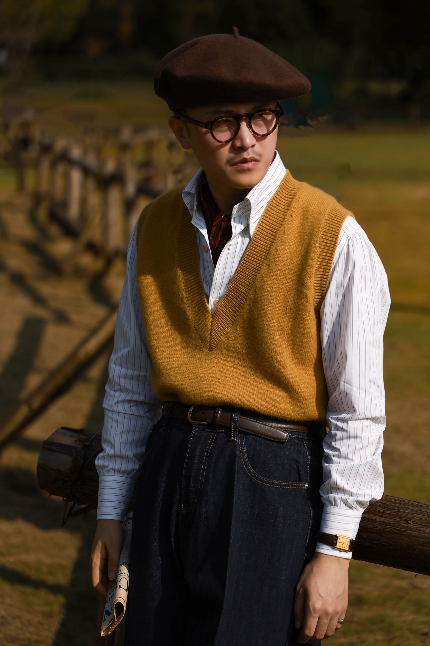 "Bristol Blue Stripe" Button-down collar handmade seven-step shirt 