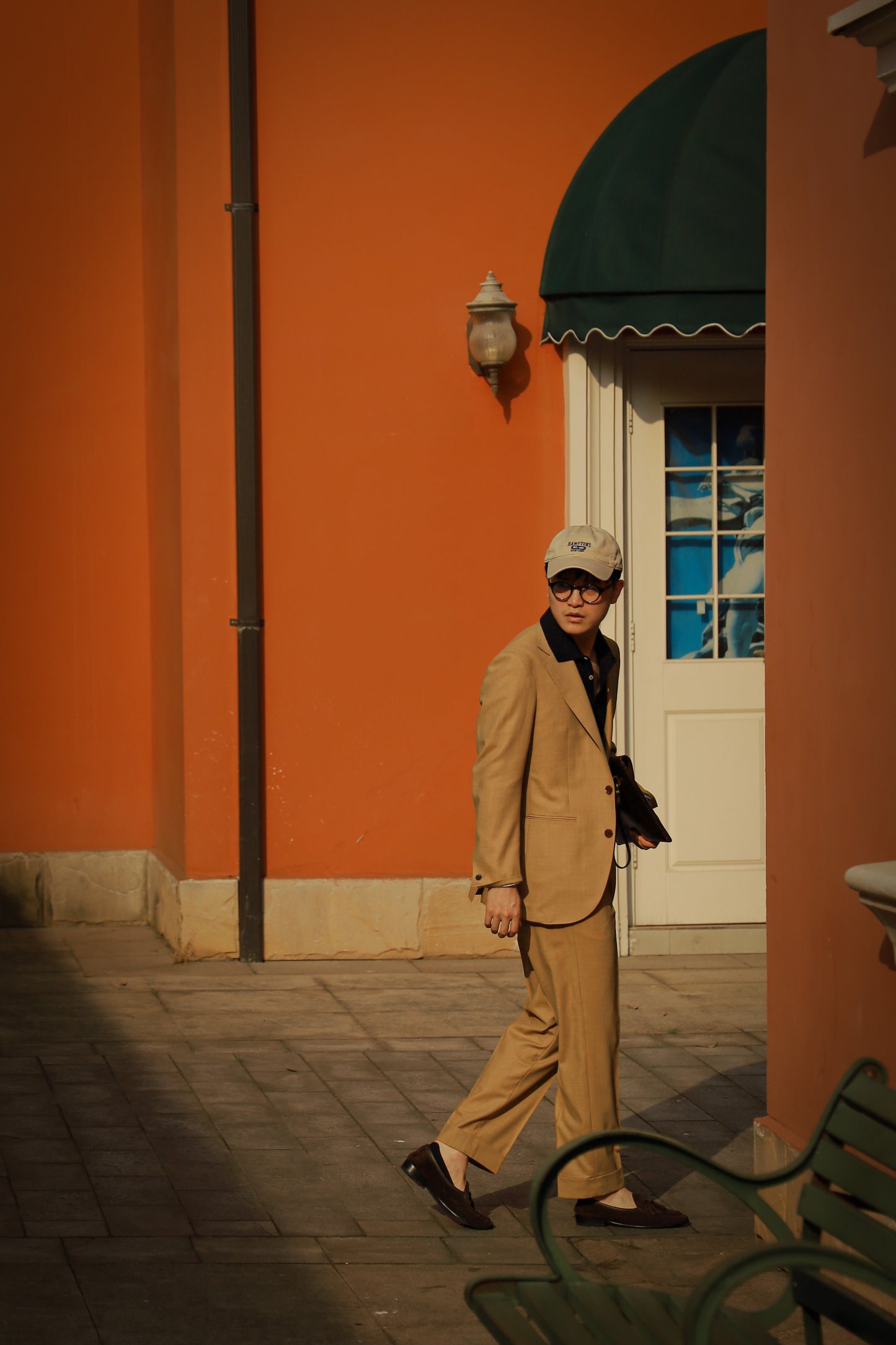 「Navy Blue」combed cotton Shell Buttons Knit Short-Sleeve Polo Shirt