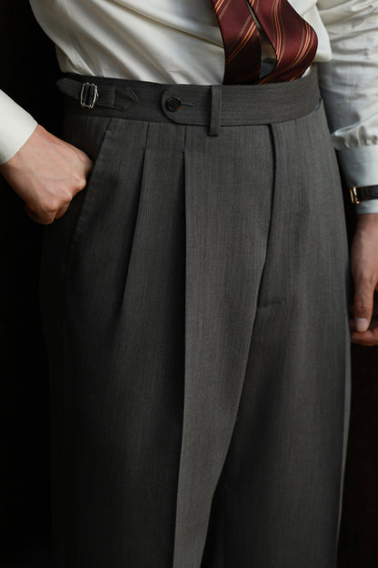 "Tea Grey Wheat Ear Pattern" Suit Trousers 