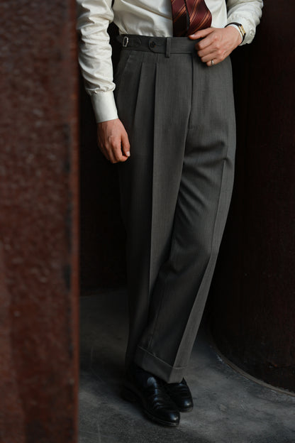 "Tea Grey Wheat Ear Pattern" Suit Trousers 