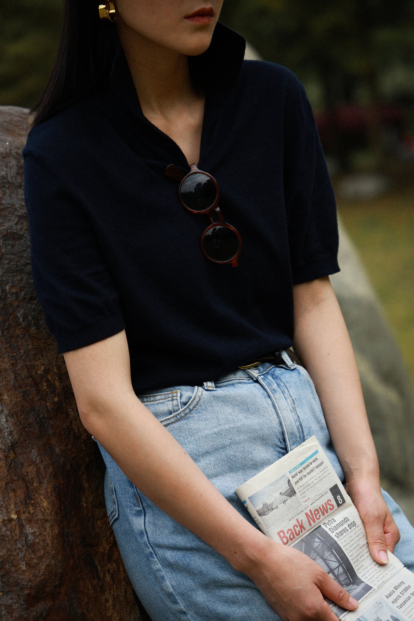 Cotton/Cashmere Classic Polo Navy