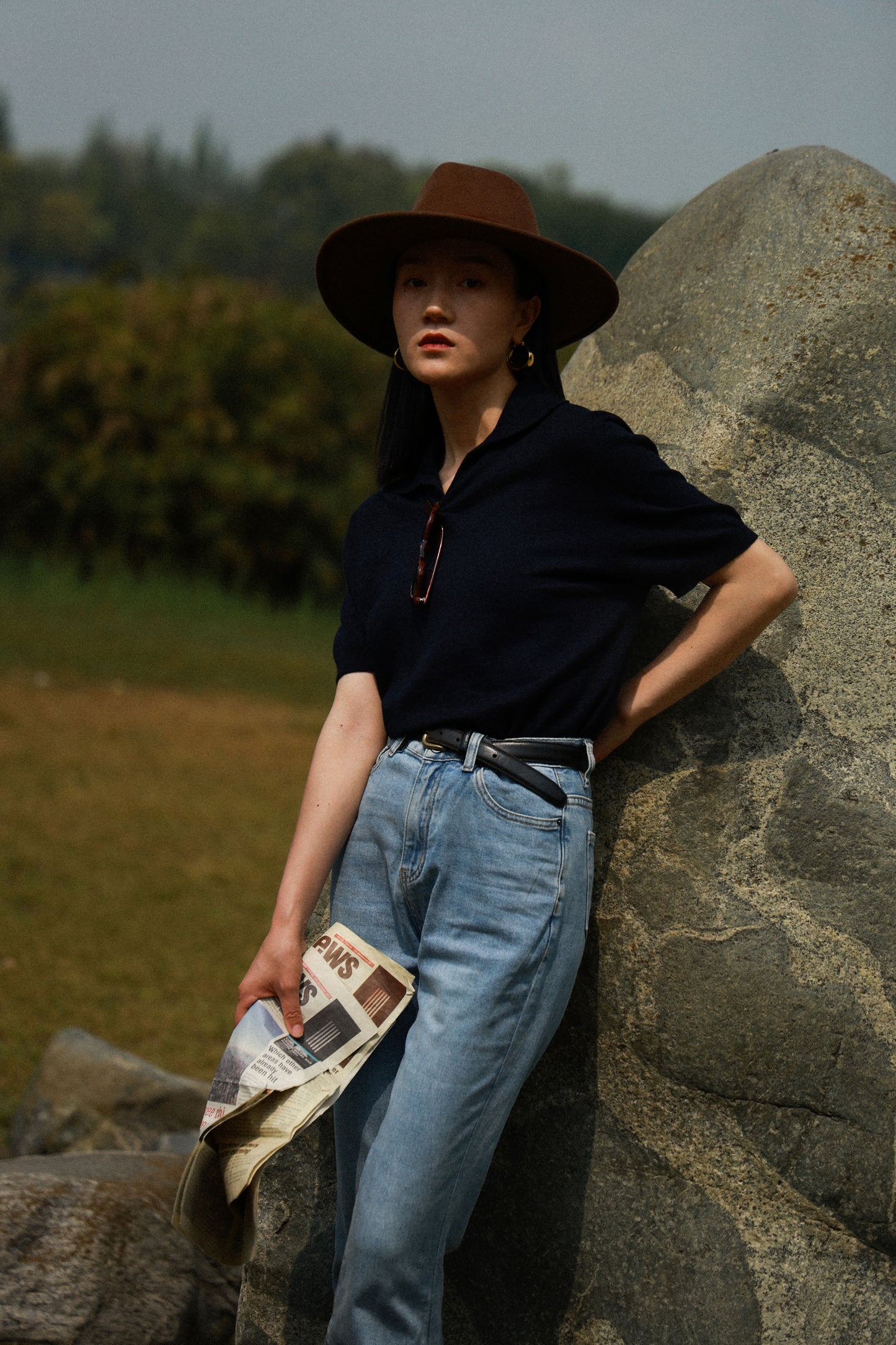 Cotton/Cashmere Classic Polo Navy